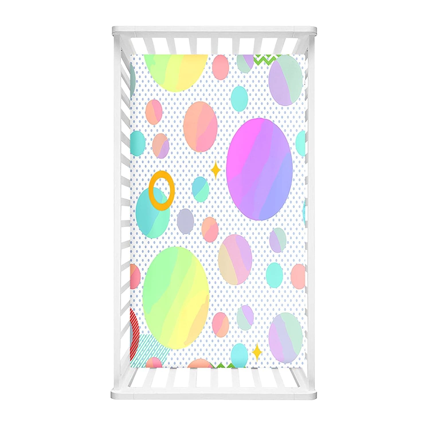 Morbuy Cot Bed Fitted Sheets, Colorful Circles Soft Cot Sheets, Cot Sheets with Elasticated Corners, Crib Sheets for Newborns, Girls (Colorful B, 80 x 40 cm)