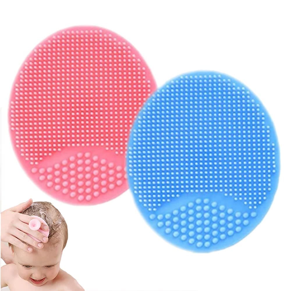 LinJie Baby Bath Brush, 2 Pack Baby Silicone Bath Brush, Baby Cradle Cap Brush for Infant, Kids, Newborns