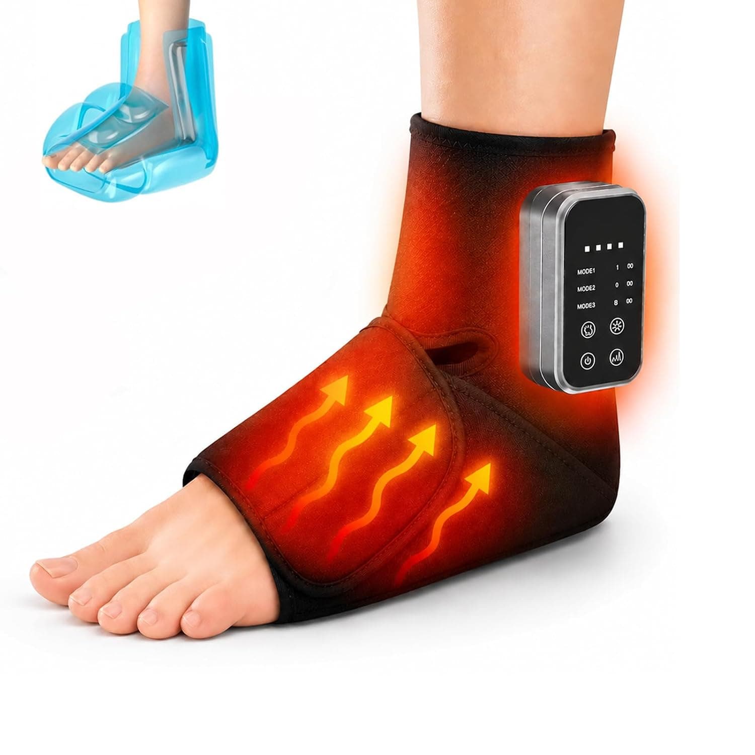 Kottwca Cordless Heated Foot Massager for Circulation and Relaxation | Portable Ankle Massager with 3 Heat Levels & 3 Intensities, Compression Boot Massage for Heel, Ankle, Muscle (1 Pack)