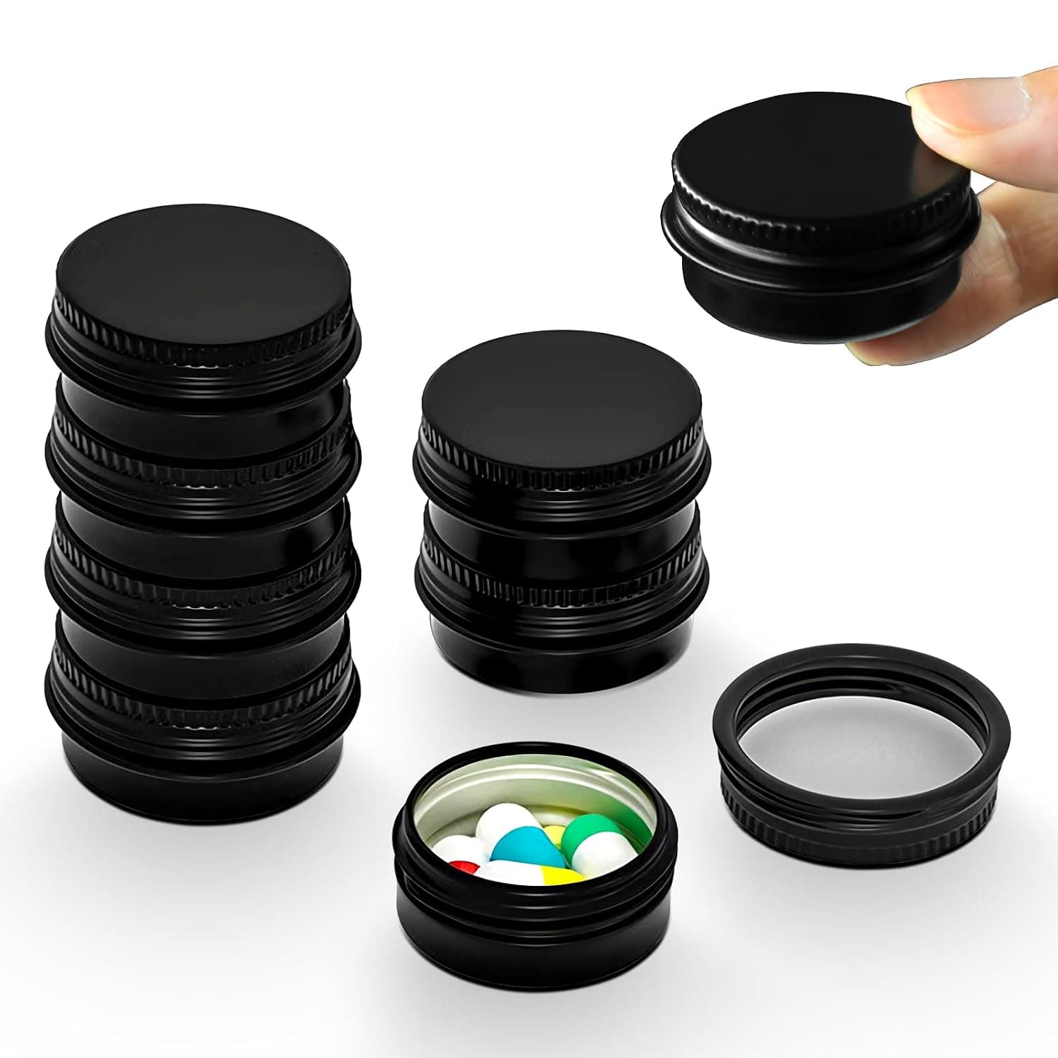OneNine Travel Pill Organizer, 8pcs Portable Pill Case Daily Mini Pill Holder Container for Pocket Purse, Waterproof Weekly Pill Box Small Daily Medicine Organizer for Vitamin, Fish Oil, Supplement