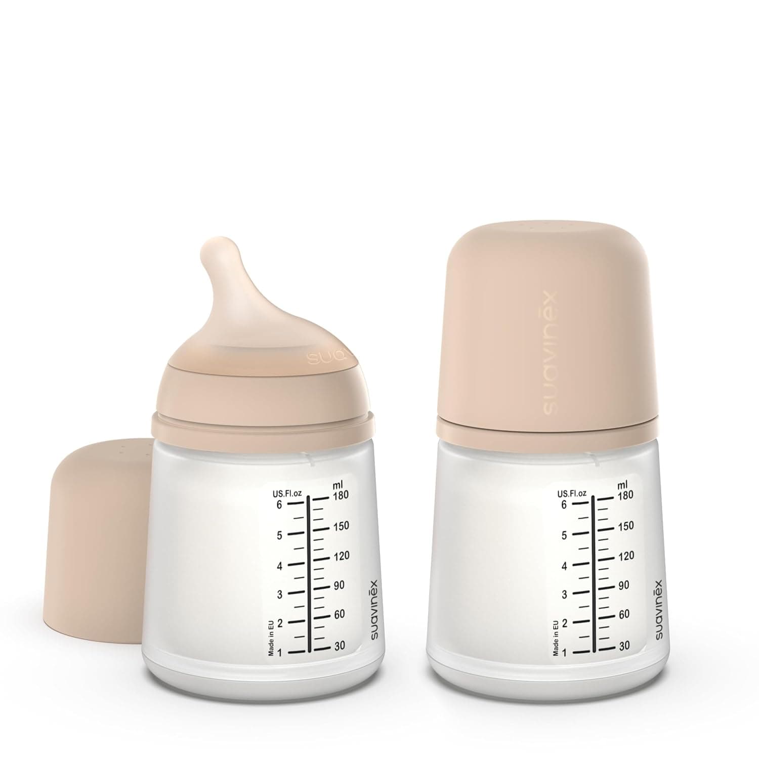 Suavinex, 2-Piece Set Anti-Colic Baby Bottle Zero Zero, with Adjustable Silicone Nipple (A), for Babies from 0 Months and Newborns, Specially Designed for Breastfeeding, Breast Milk, and Infant
