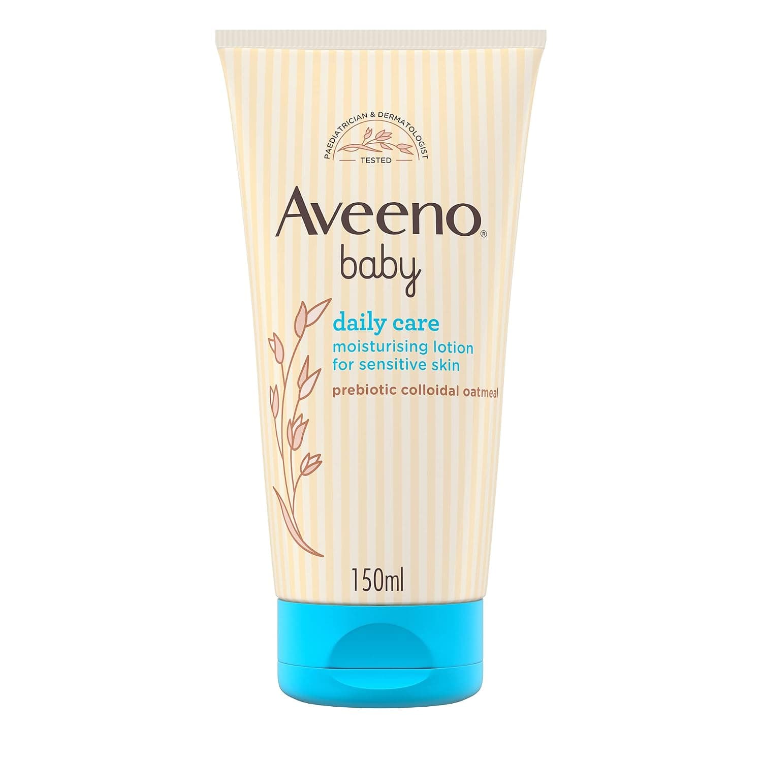 Aveeno Baby Daily Care Moisturizing Baby Lotion, with Prebiotic Colloidal Oatmeal, 24-Hour Moisture for Dry & Delicate Skin, Paediatrician & Dermatologically Tested, Dye and Paraben Free, 150ml