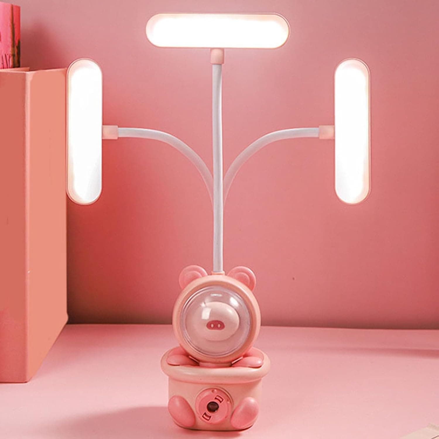 Gonetre Cartoon Folding Desk Lamp Rechargeable LED Eye Protection Foldable Adjustable Night Light for Kids Bedroom ABS Material 200g 26.5cm