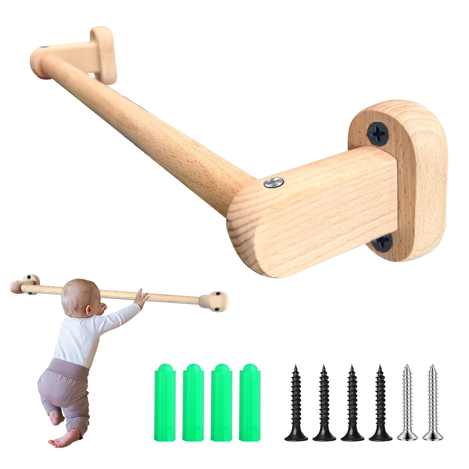 Duomilee Baby Pull up Bar Toddler Pull Up Bar Montessori Wall-Mounted Handrail Ballet Bar for Toddlers Suitable for Baby to Learn to Stand and Support. (35.4 in)