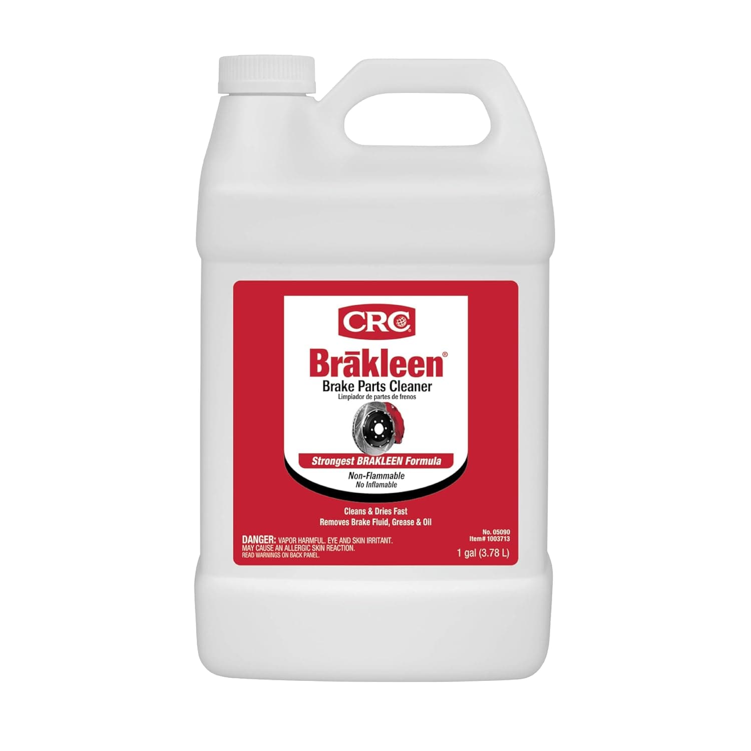 CRC Brakleen 1003712 Brake Parts Cleaner Non-Flammable, 1 Gallon, [1 Pack] | Fast-Drying Brake Cleaner, Degreasing & Removal of Oil & Grime from Automotive Brake Parts, Residue Free.