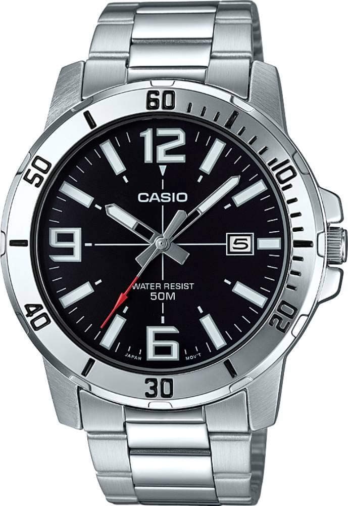 Casio watch men analog brown dial stainless steel