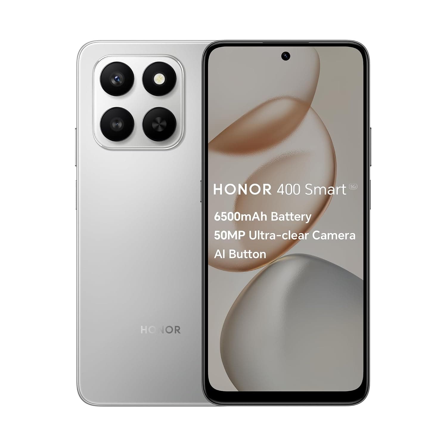 Honor 400 Smart Dual-SIM 128GB ROM + 4GB RAM (GSM Only | No CDMA) Factory Unlocked 5G SmartPhone (Meteor Silver) - International Version