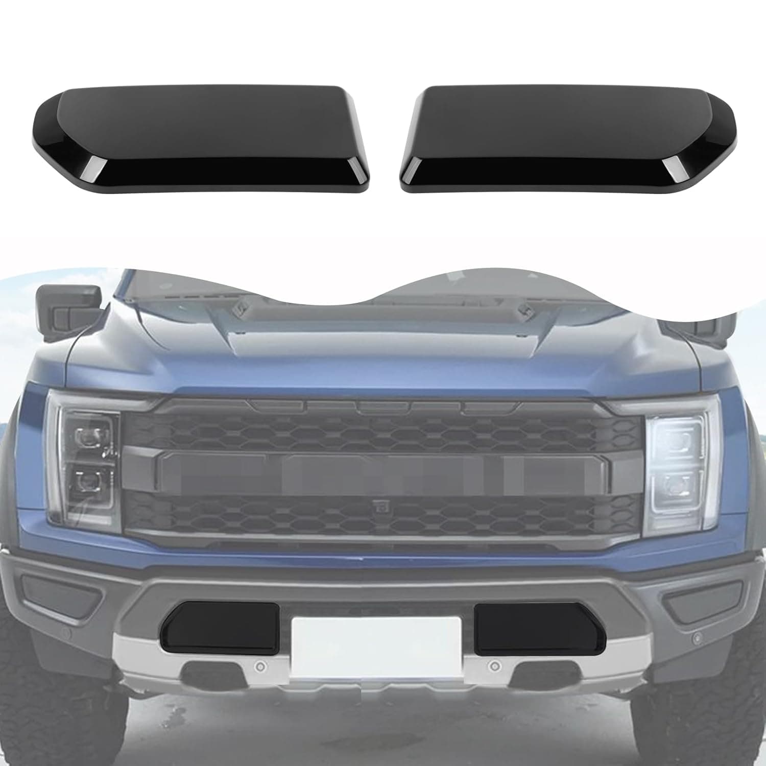 غطاء مزخرف للمصد الامامي متوافق مع فورد F150 رابتور 2021+ ملحقات خارجية ABS من اتش تي اي