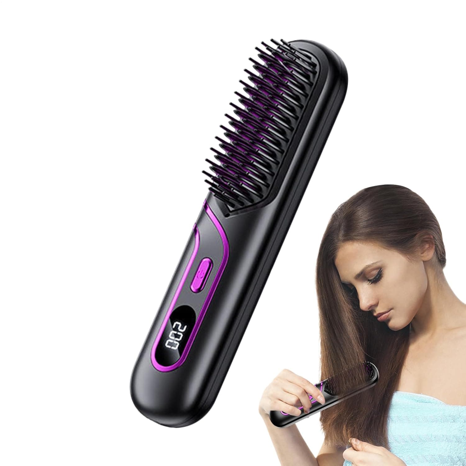 فرشاة فرد الشعر - 3 اعدادات لدرجة الحرارة | فرشاة تسخين لفرد الشعر | لصالونات تصفيف الشعر والمنزل والسكن والسفر والفندق والحمام ومصففي الشعر للنساء