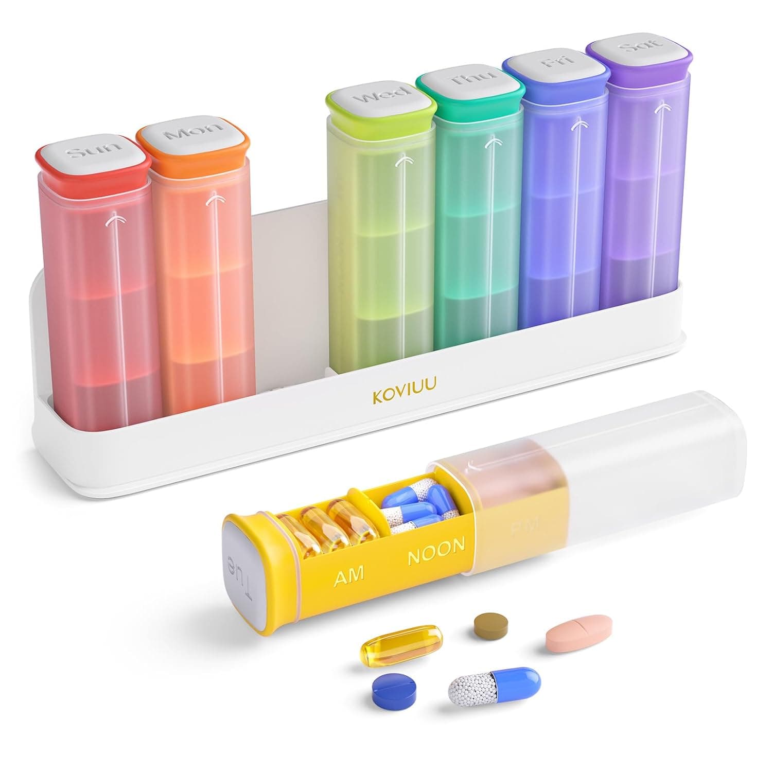 KOVIUU Weekly Pill Organizer 3X a Day, Detachable Pill Box 7 Day, Large 3 Times Daily Pill Case, Travel Pill Container Holder, Week Medication Dispenser Pillbox for Vitamin Supplement Medicine, White | Daily Pill Case with Separate Compartments | Travel Medicine Container for Vitamin, Medication, Supplement | BPA-Free