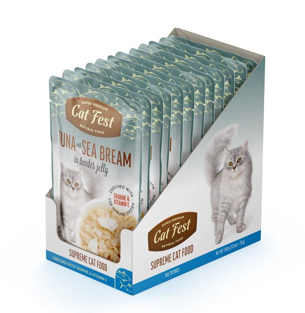 Cat Fest Tuna With Sea Bream In Tender Jelly For Cats 70gx12pcs