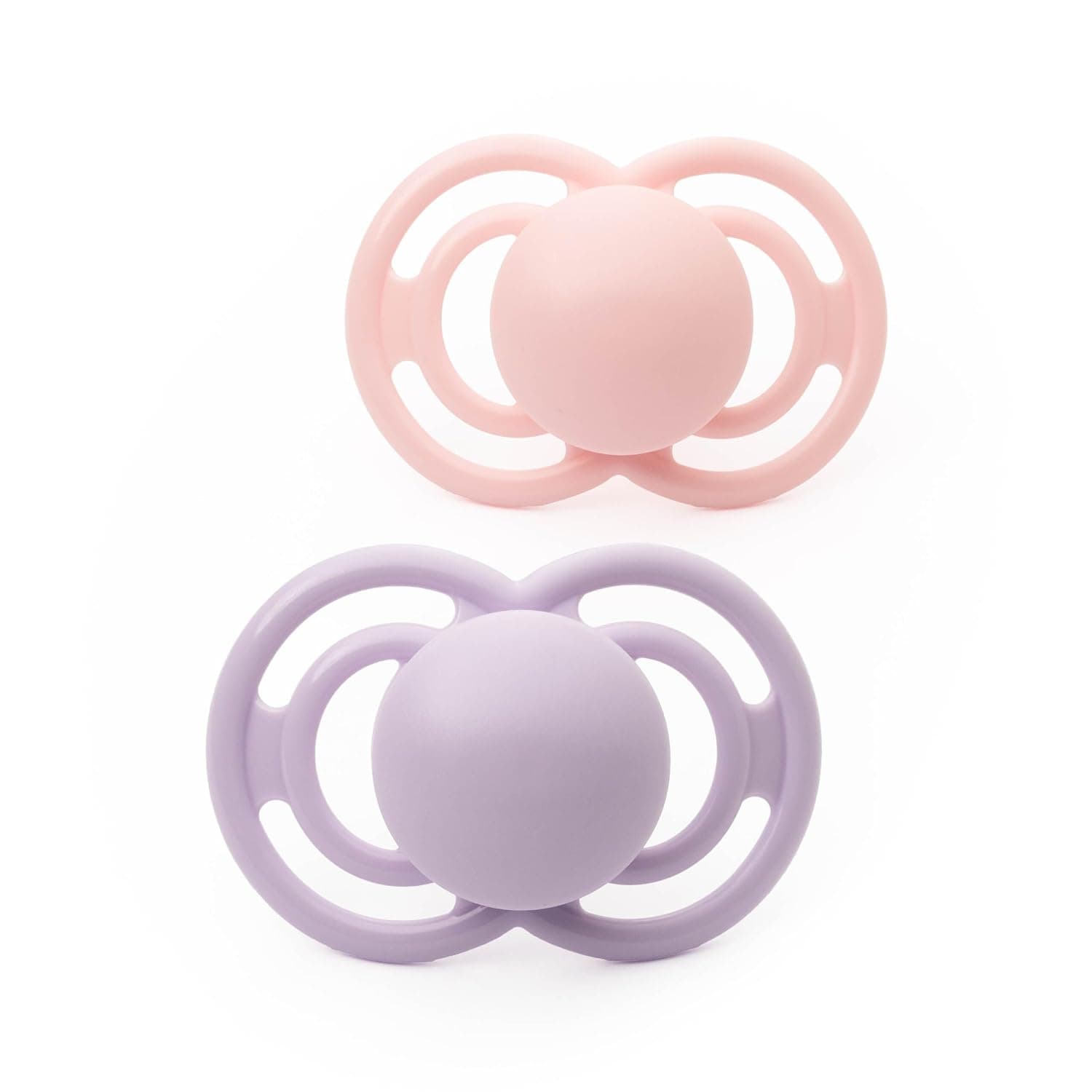 MAM Perfect Dummies, 18-36M, 2 Pack, Orthodontic Design, Peach | Flat, thin teat, Comes in Dummy Steriliser Box, Sustainable Materials, Baby Accessories (Designs Vary)