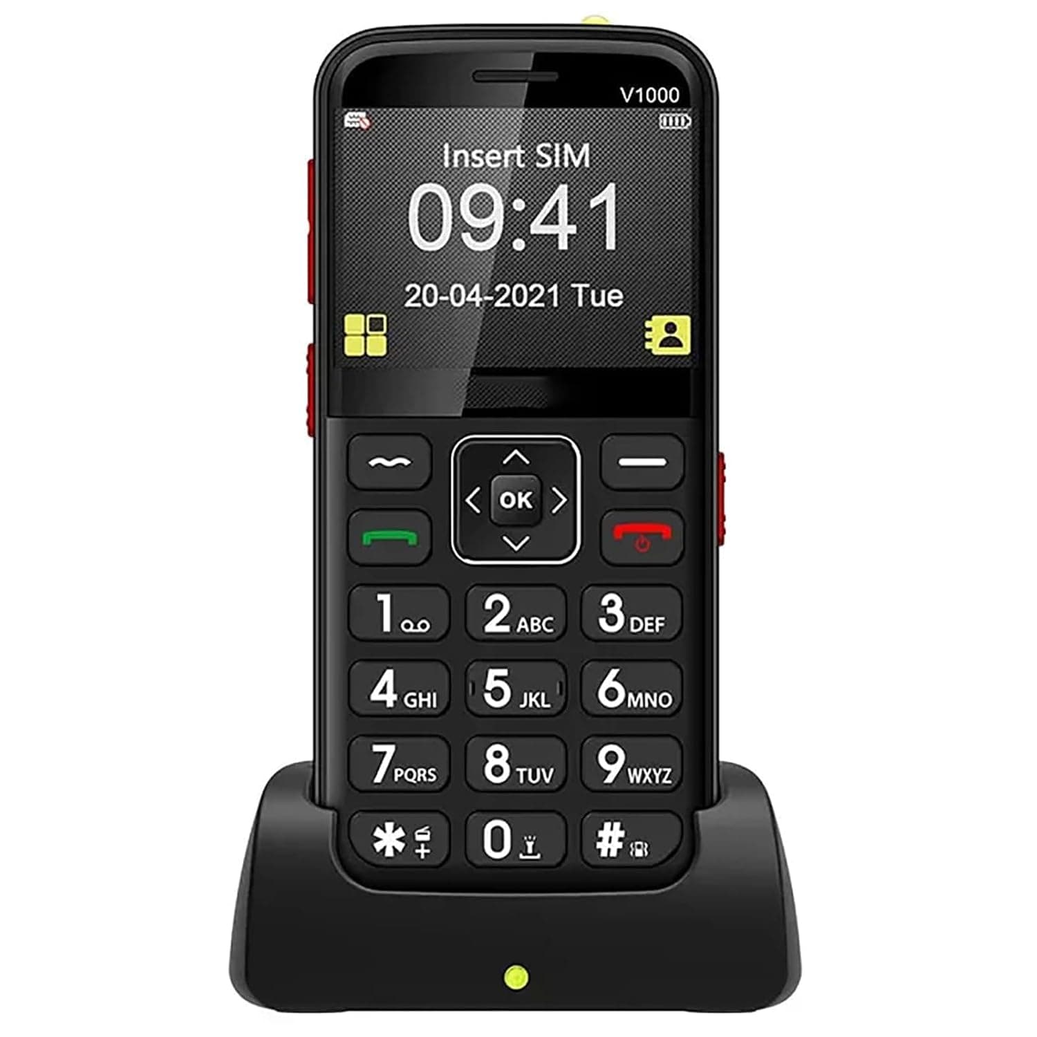 Big Button Elderly Mobile Phone, Unlocked Cell Phone for Seniors/Kids, with Camera + Dedicated Charging Stand, SOS Button+1800Mah Battery+Flashlight, Easy to Use,Black