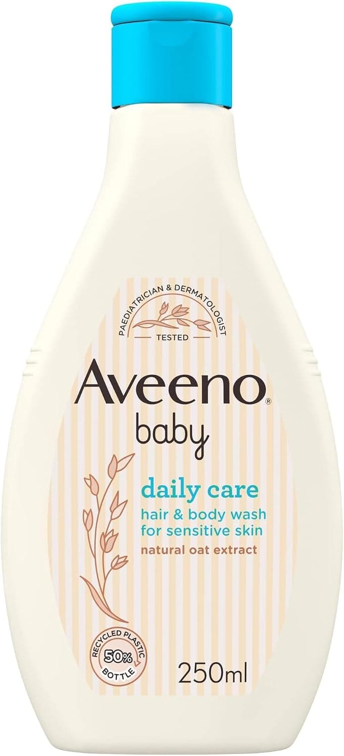 Aveeno Baby Daily Care Hair and Body Wash, for Sensitive Skin, with Natural Oat Extract, Paediatrician & Dermatologically Tested, 250ml