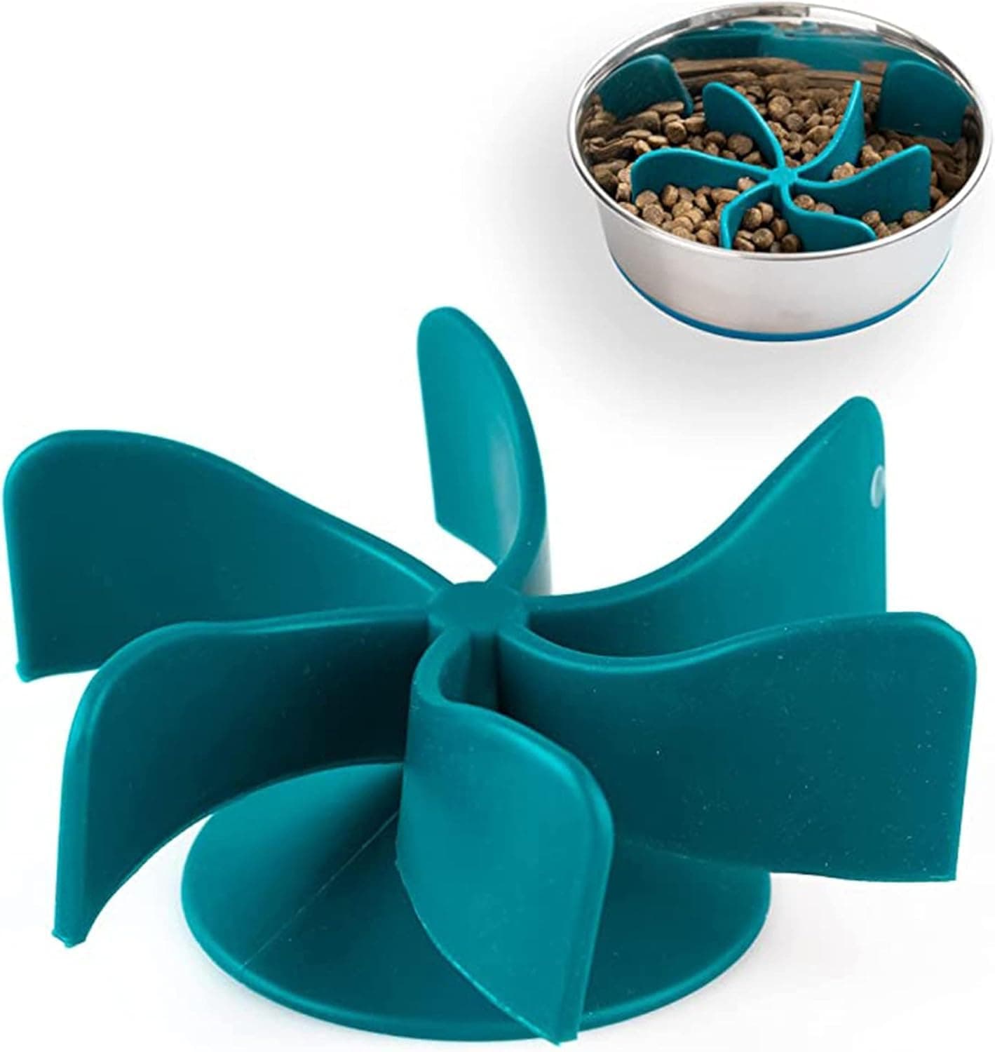 X spring Slow Feeder Dog Bowl, Spiral Design Pet Food Bowl with Non-Slip Base, Puzzle Feeder for Dogs Promoting Healthy Eating Habits for Small Medium Large Breed Pets