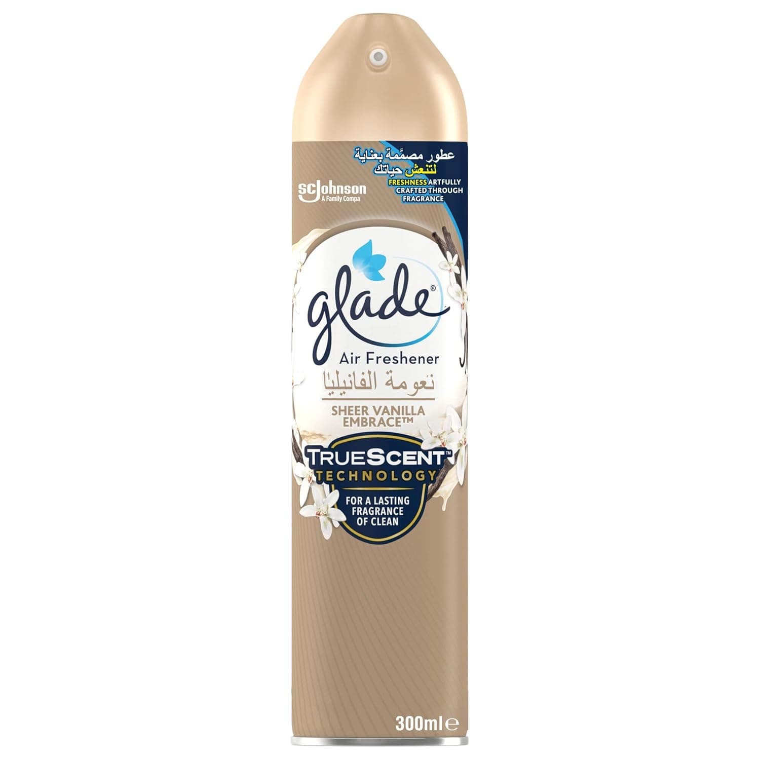 Glade Aerosol Sheer Vanilla Embrace Air Freshener, Refresh Every Room In Your Home, 300ml