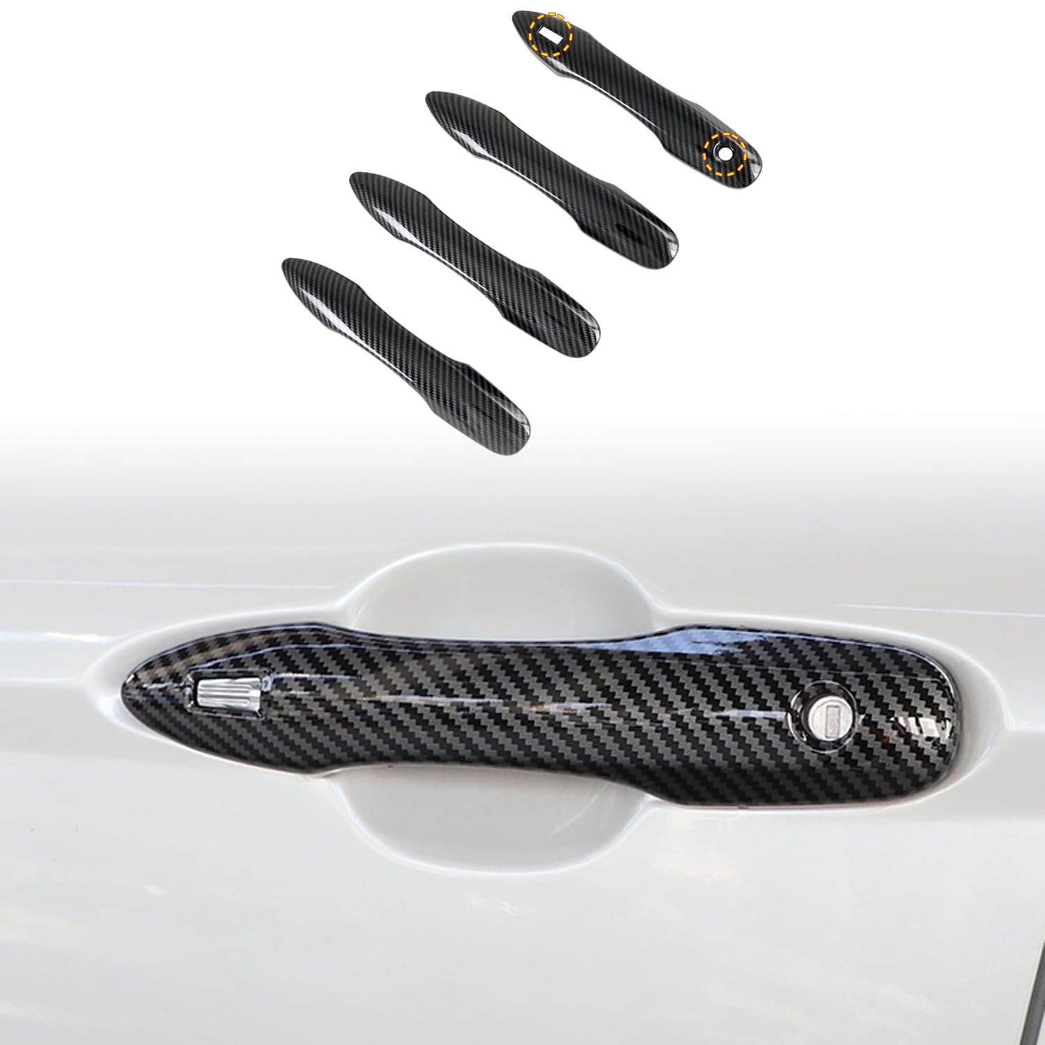 CTH for Toyota Camry 2018-2025 Exterior Side Door Handle Decorative Cover Trim Car Accessories 4pcs (Two Holes, Carbon Fiber Black)
