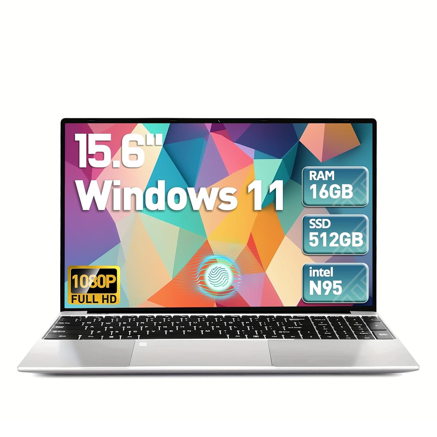 2026 Latest 15.6'' Laptop, 8GB RAM 256GB SSD, 12th Processor N95(3.4GHz), FHD Display, 8000mAh Battery, Backlit Keyboard, Compatible with Windows11, Fingerprint, Webcam, Mini-HDMI, WiFi5, TF Card Slot