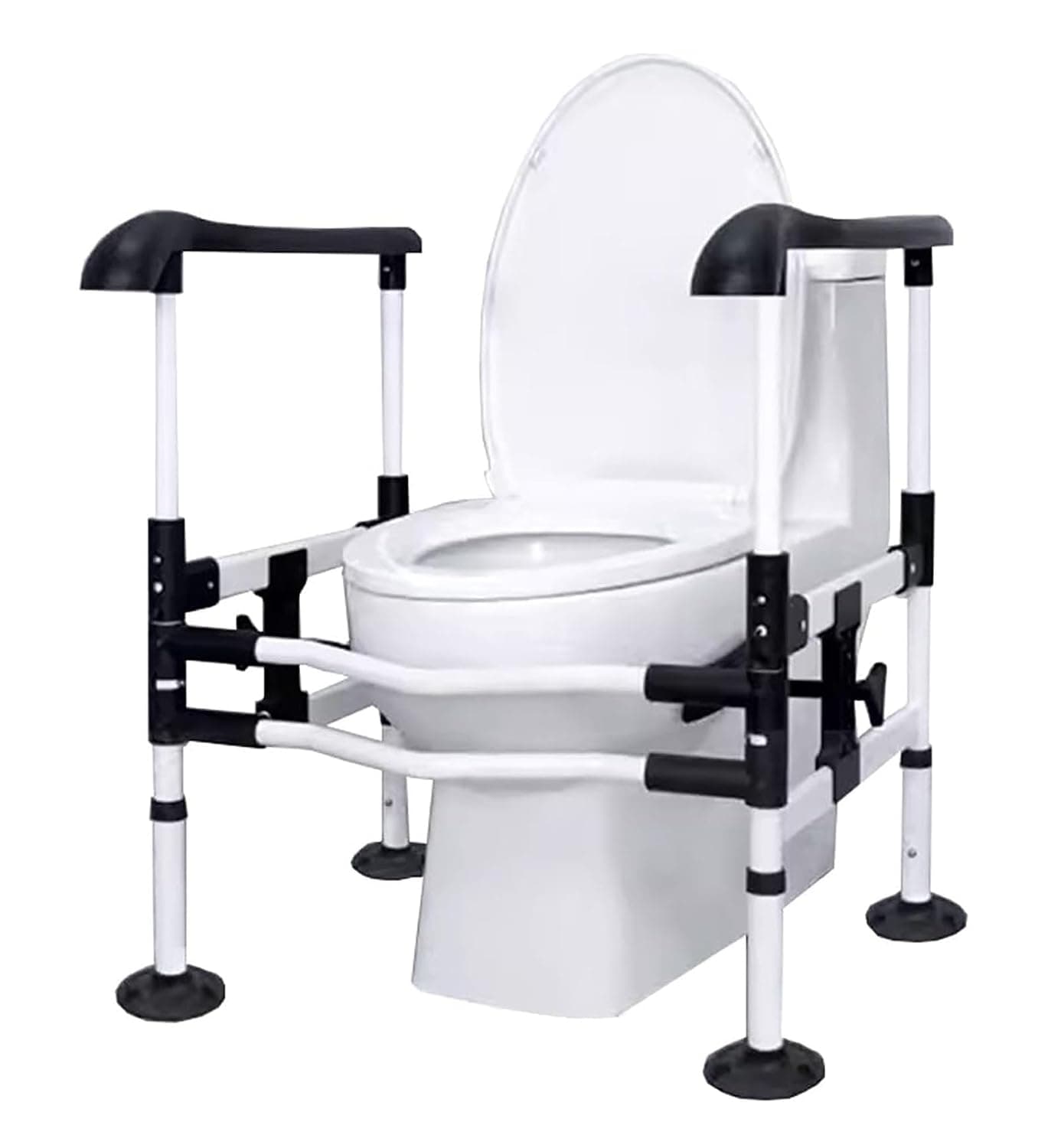 Toilet Safety Rails, Adjustable Width Height Toilet Frame with Large Suction Cups, Anti-Slip, Toilet Handles for The Elderly, Seniors, Disabled and Handicapped(Large Suction Cups)