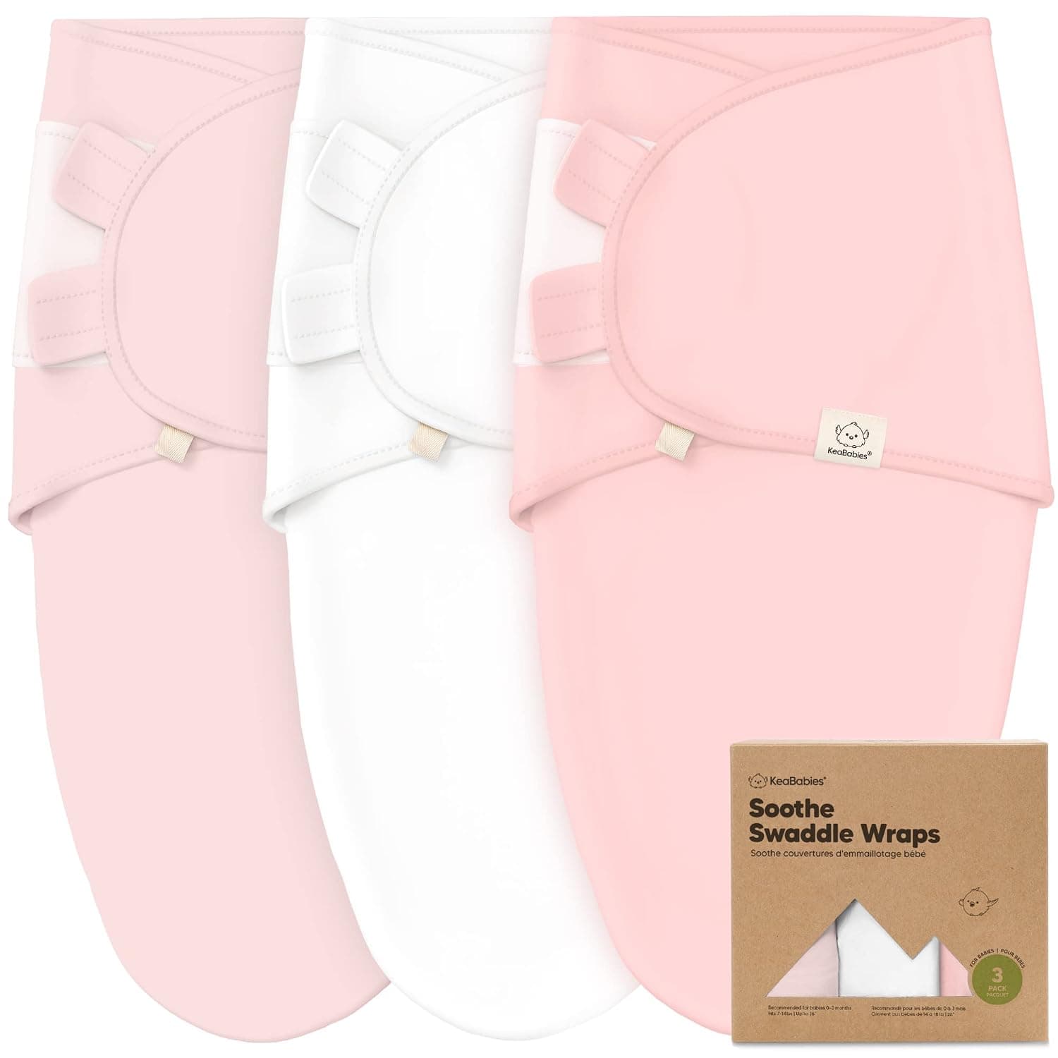 KeaBabies Soothe Swaddle Wraps, 3-Pack Candy, Soft Breathable Baby Swaddle Blanket Set, Adjustable Newborn Wrap, Infant Sleep Essentials | Baby Girls, Boys, Soft Organic Cotton, Newborn Swaddle Sleep Sack, Nursery Swaddling Blankets