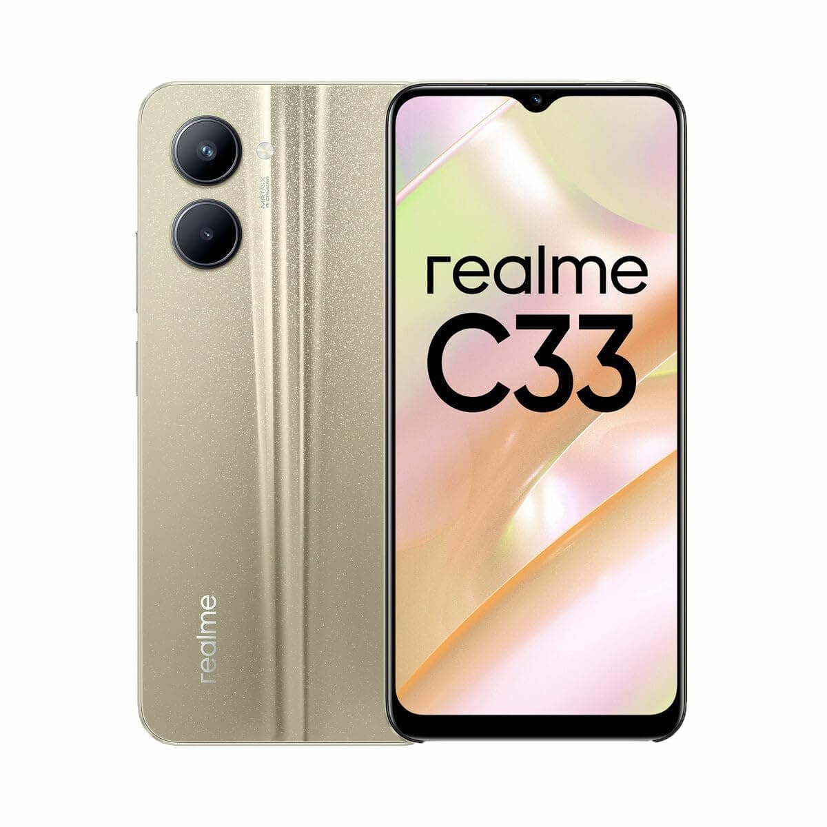Realme C33 Dual-SIM 64GB ROM + 4GB RAM (Only GSM | No CDMA) Factory Unlocked 4G/LTE Smartphone (Sandy Gold) - International Version
