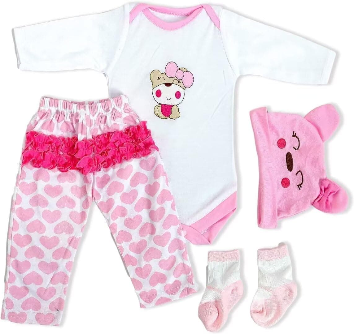 MAIHAO Reborn Baby Clothes Reborn Dolls Clothes 22 inch Outfit Accessories for 20-22 Inch Newborn Baby Doll Girl&Boy 【Cute Bear Pattern 5pcs Set 】