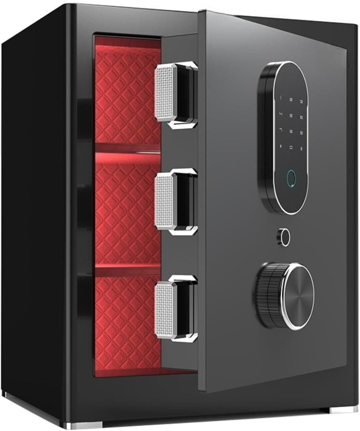 Biometric Safe Box For Home with Fingerprint Lock, Safes for Money Jewelry Document with Digital Keypad and Keys, Safe Locker Steel Constructed (Black, 45 * 32 * 38 cm)