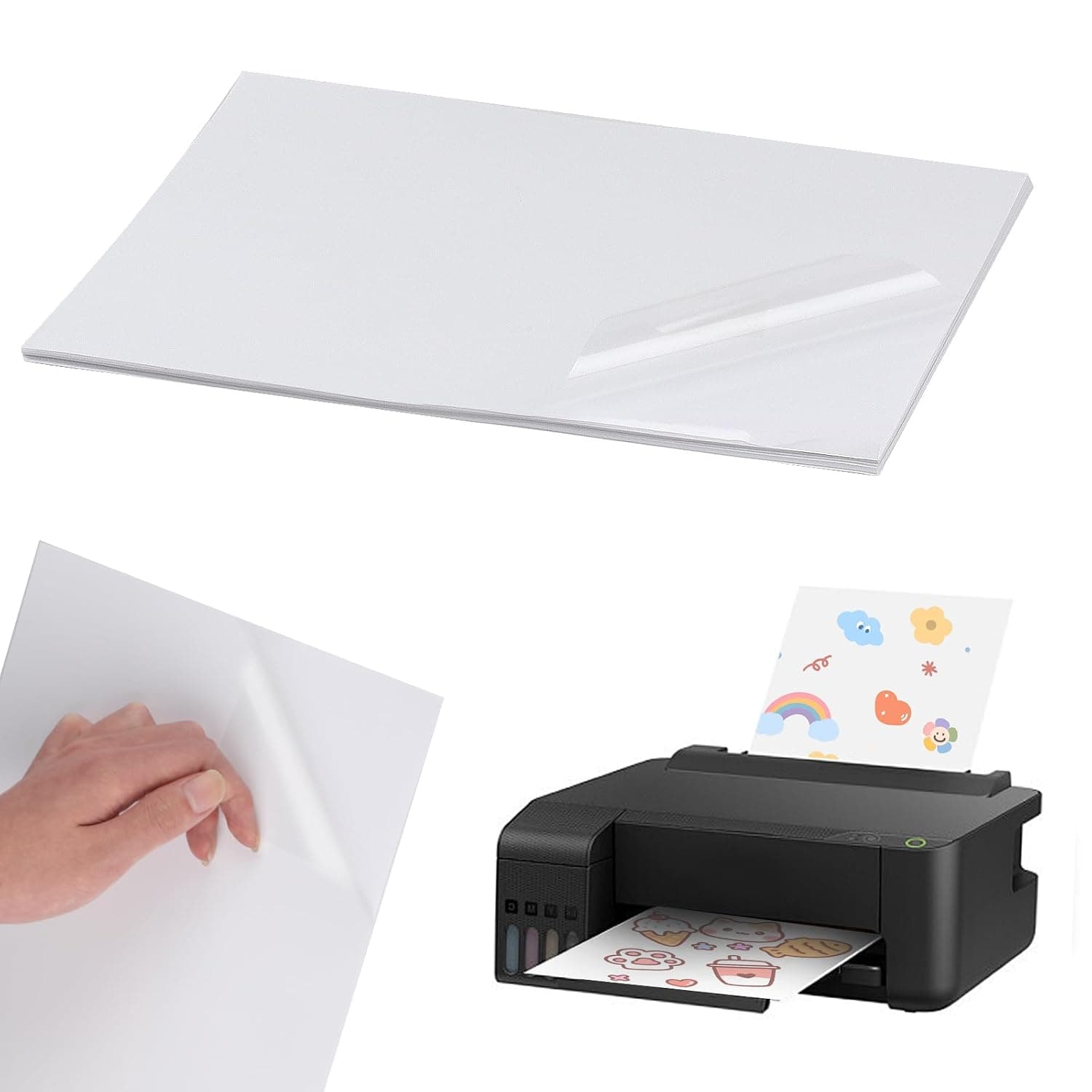 30 Sheets A4 Clear Printable Vinyl Sticker Paper for Printers | Transparent self-adhesive vinyl sticker sheets.Waterproof, durable.Works with laser & inkjet printers.Ideal for labels,crafts