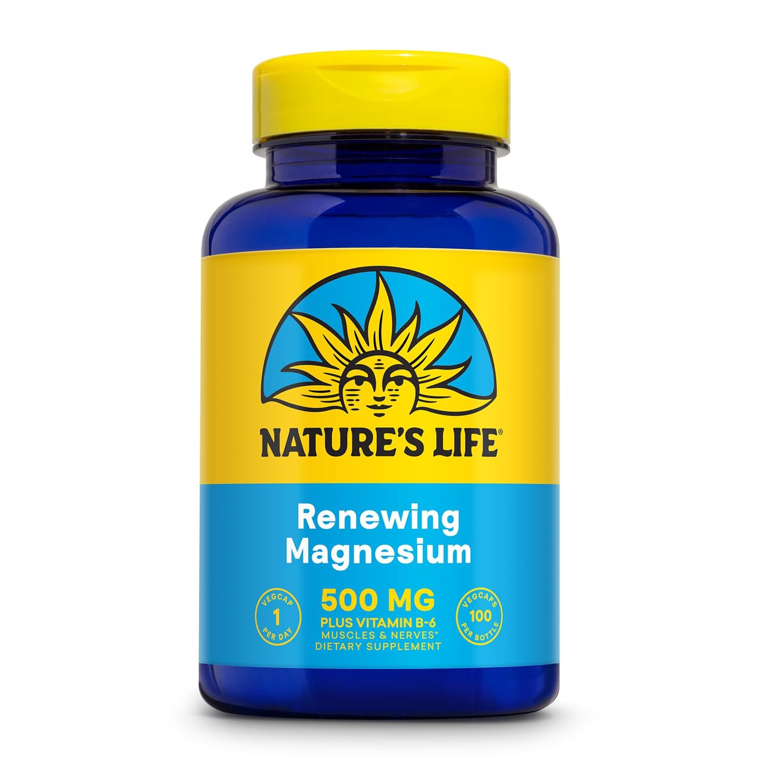 Nature's Life Magnesium Capsules (500mg, 100 Pieces) | Muscle, Nerve & Bone Support, Magnesium Citrate, Malate, Oxide & Vitamin B6, 100 Servings, Lab Verified