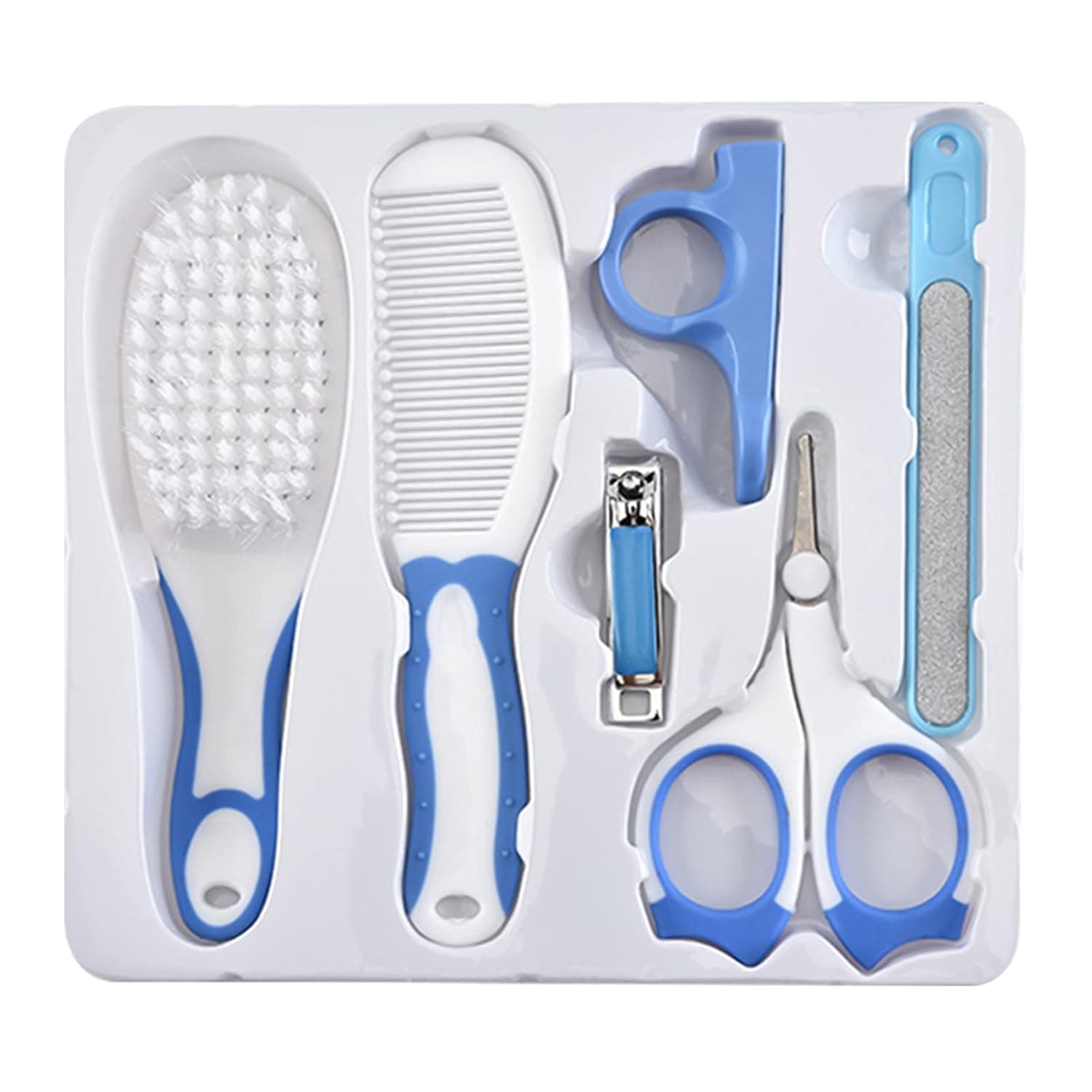 Baby Healthcare and Grooming Kit 6 PCS Hair Brush Comb Nail File Clipper Scissors Newborn Infant Shower Care Nursery Set