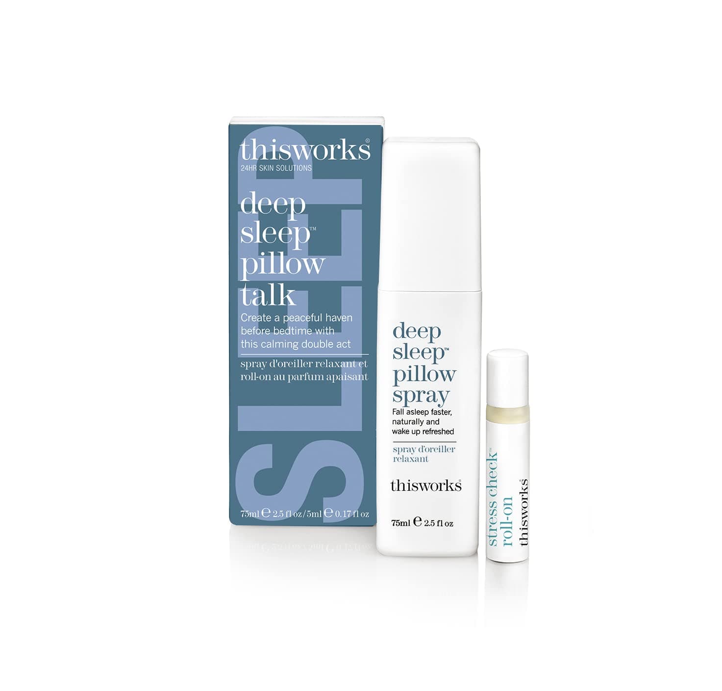 This Works Deep Sleep Pillow Talk Kit: with Award-Winning Deep Sleep Pillow Spray, 75ml & Stress Check Essential Oil Roll On, Promoting Sleep Wellness & Anxiety Relief