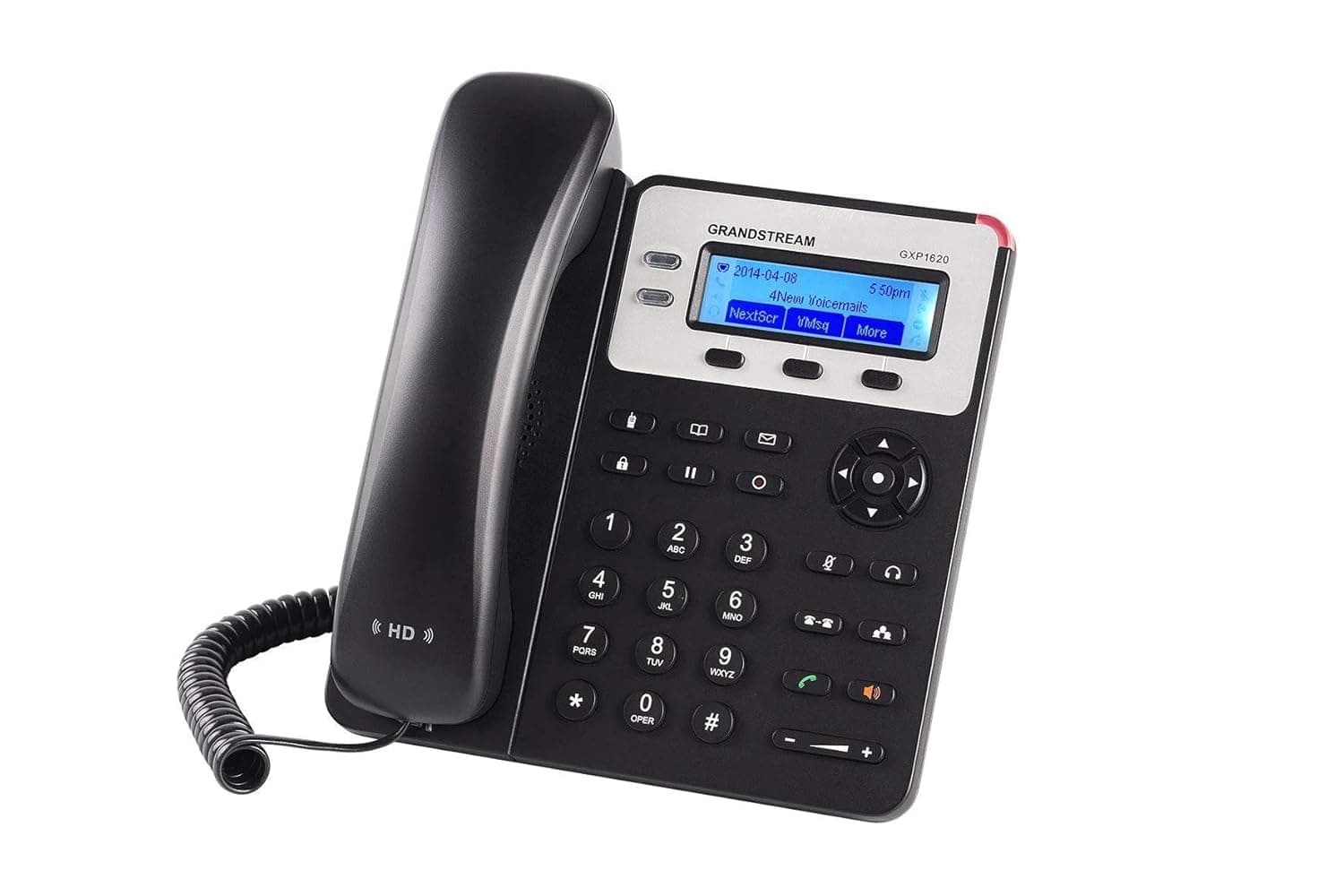 جراندستريم هاتف GXP1625 للاعمال الصغيرة والمتوسطة HD اي بي مع هاتف وجهاز POE VoIP، اسود