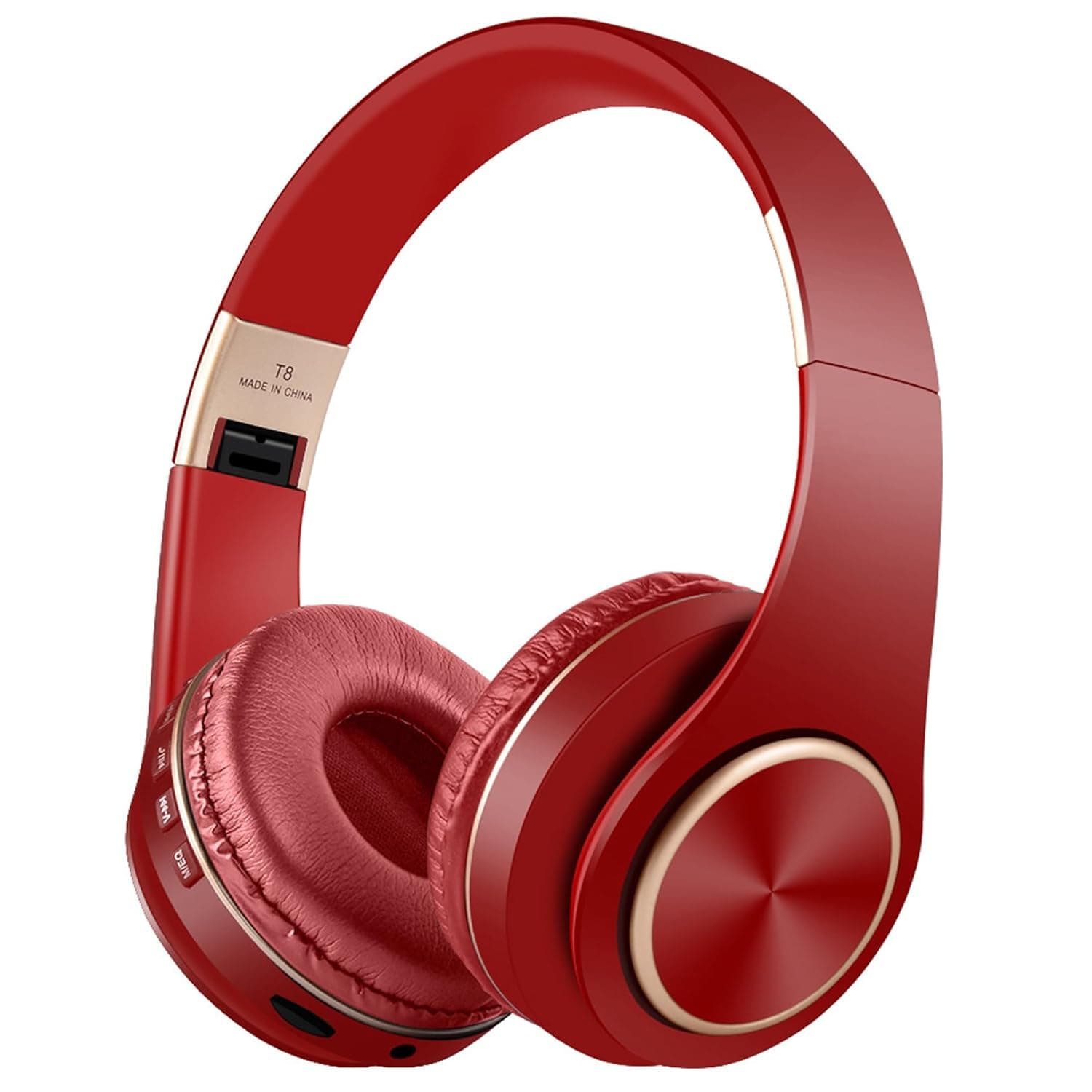 Noise Cancelling Headphones HiFi Stereo Foldable Bluetooth Headphones Over Ear with Microphone Wireless Headphones for Home Office Travel (Red)