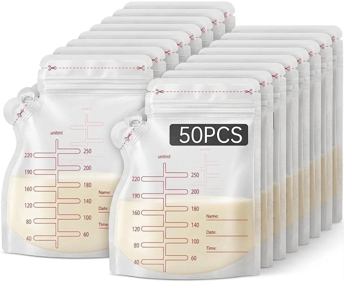 Breastmilk Storage Bags 250ml (50 Count), Leak-Proof, BPA Free, Pre-Sterilized, Freezer Safe