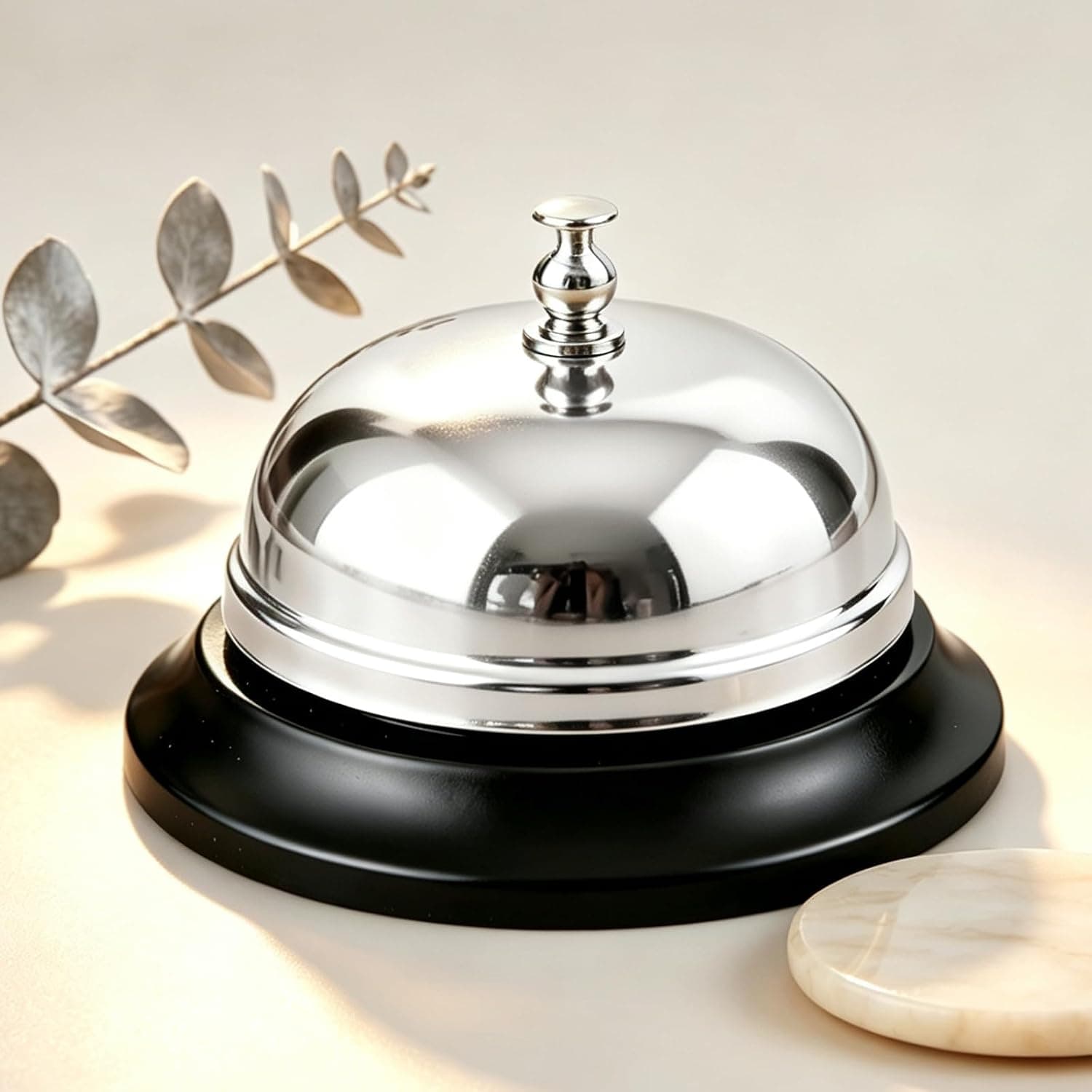 Stainless Steel Service Bell,Desktop Call Bell Counter Bell for Restaurant Kitchen Hotel Reception Desk Bar Office,Clear Loud Ring Press Bell for Customer Assistance(Silver)