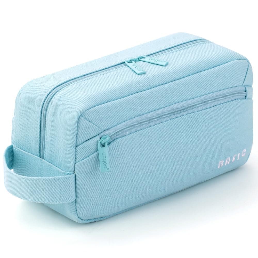 Large Capacity Pencil Case, Big Blue Canvas Pencil Bag for School, Portable Zipper Stationery Pouch for Students, Heavy Duty Pen Organizer for Desk or Backpack, Durable Daily Use