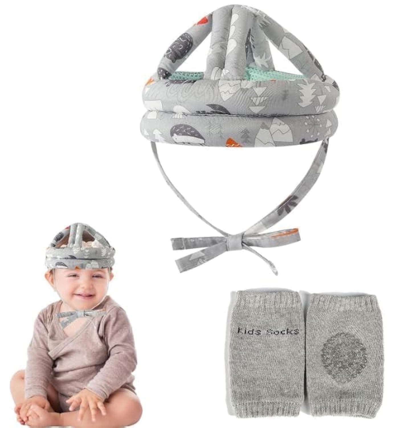 [Upgrade] Baby Safety Helmet Infant Toddler Breathable & Adjustable Head Cushion Bumper Bonnet for Running Walking Crawling (Gray)