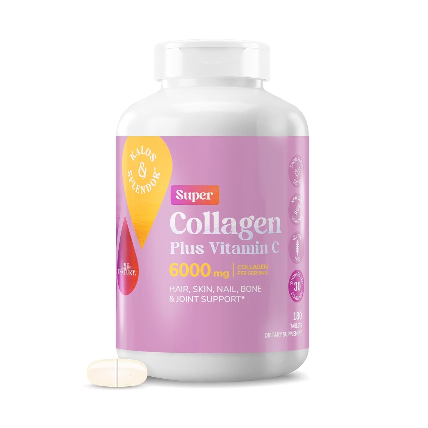 21st Century, Super Collagen Plus Vitamin C, 6000 mg, 180 Tablets