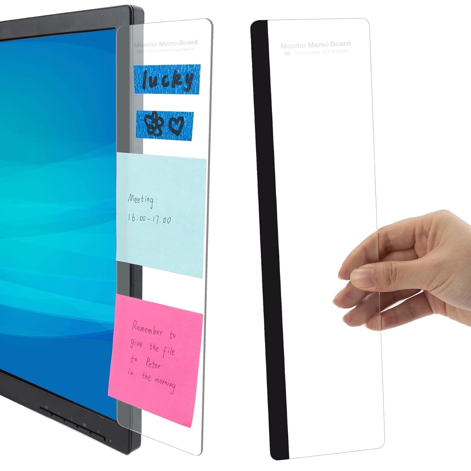Joyzzz Memo Board, 2PCS Magnetic Note Holder for Monitor, Essential Office Supplies with Easy Installation, Ideal Sticky Notes Organizer for Work, Desktop Gadgets for Home and Office Use