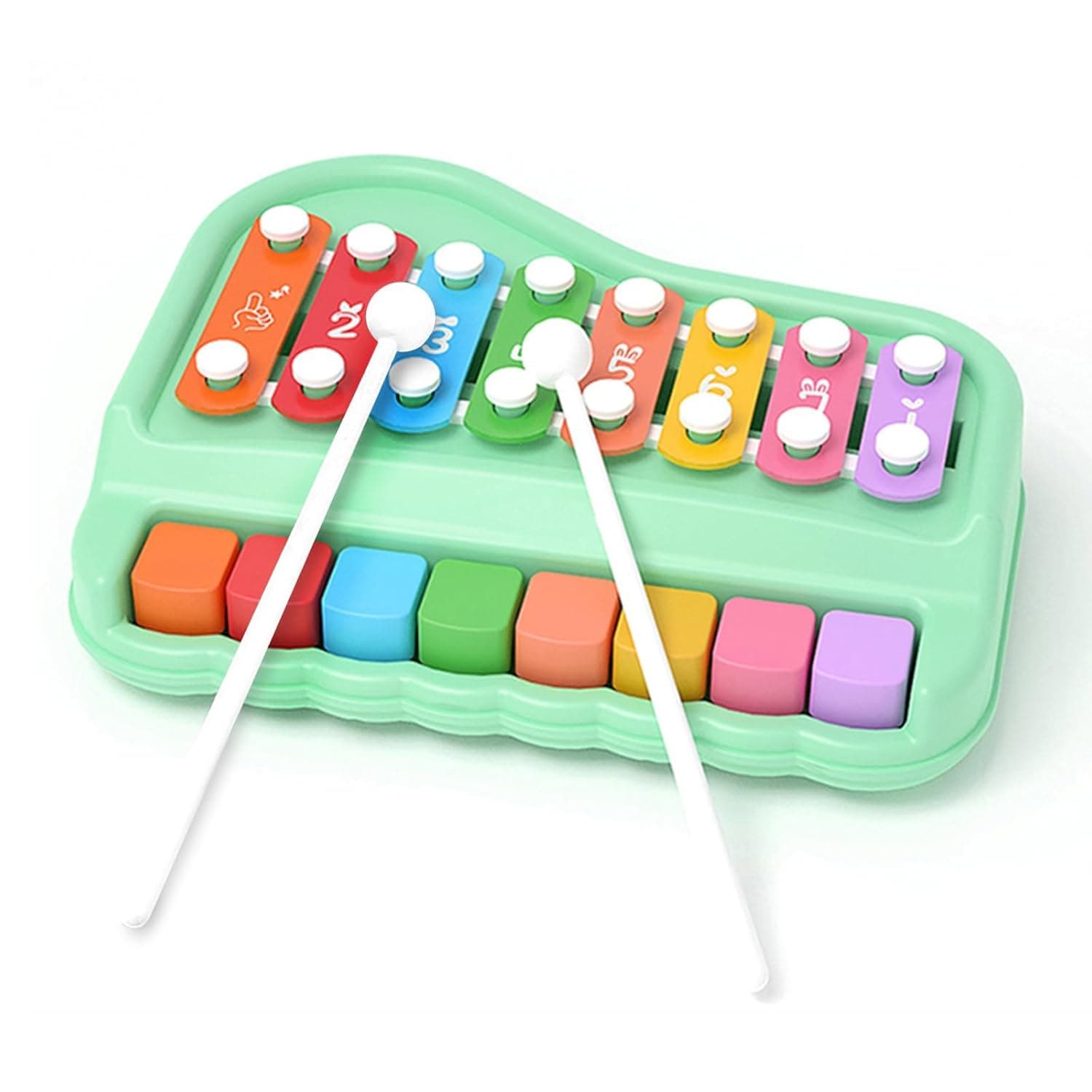 Joyzzz Baby Xylophone - 2 In 1 Baby Piano Toy For Toddlers 1-3 Years Old, Non-Toxic ABS Plastic with Mallet, Preschool Music Learning Instrument, Gift for 1-3 Year Old Boys and Girls