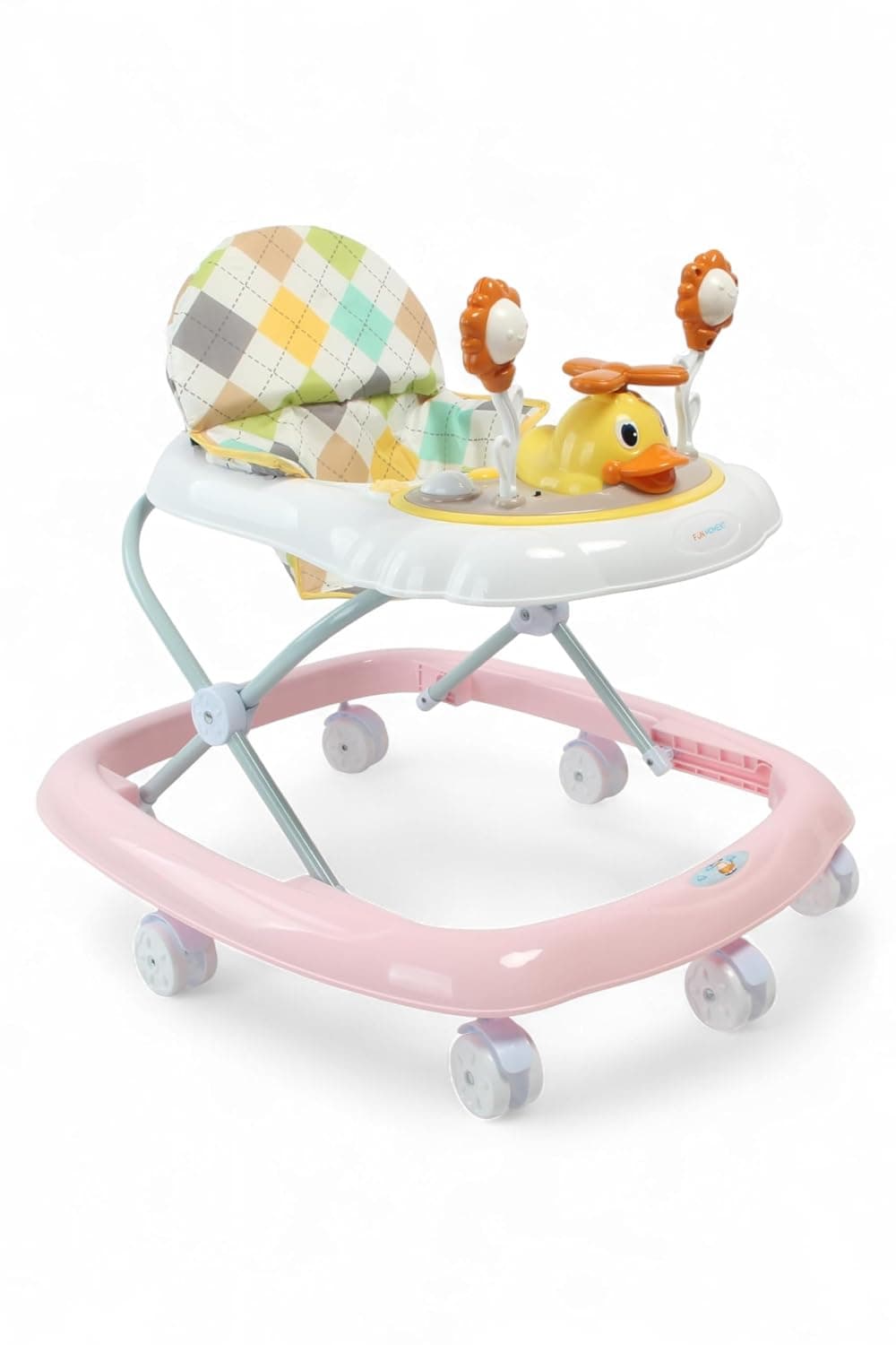 Baby Walker with 3 Adjustable Height and Foldable, 6-18 Months (Pink)