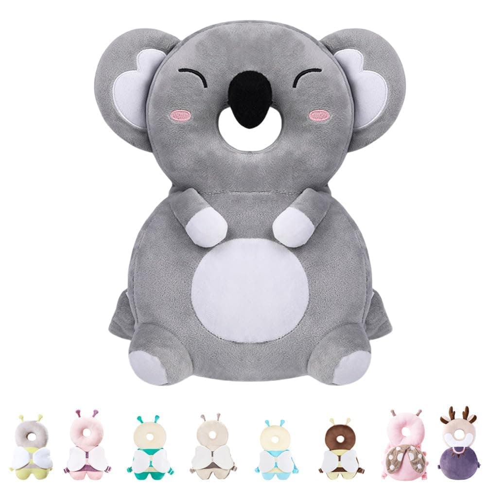 Toddler Baby Protection Backpack Wear, Baby Walker Head Protector, Head Protector Pad Safety Cushion for Crawling Walking, Baby Essentials Infant Toys Baby Boy Girl Gifts, Grey Koala