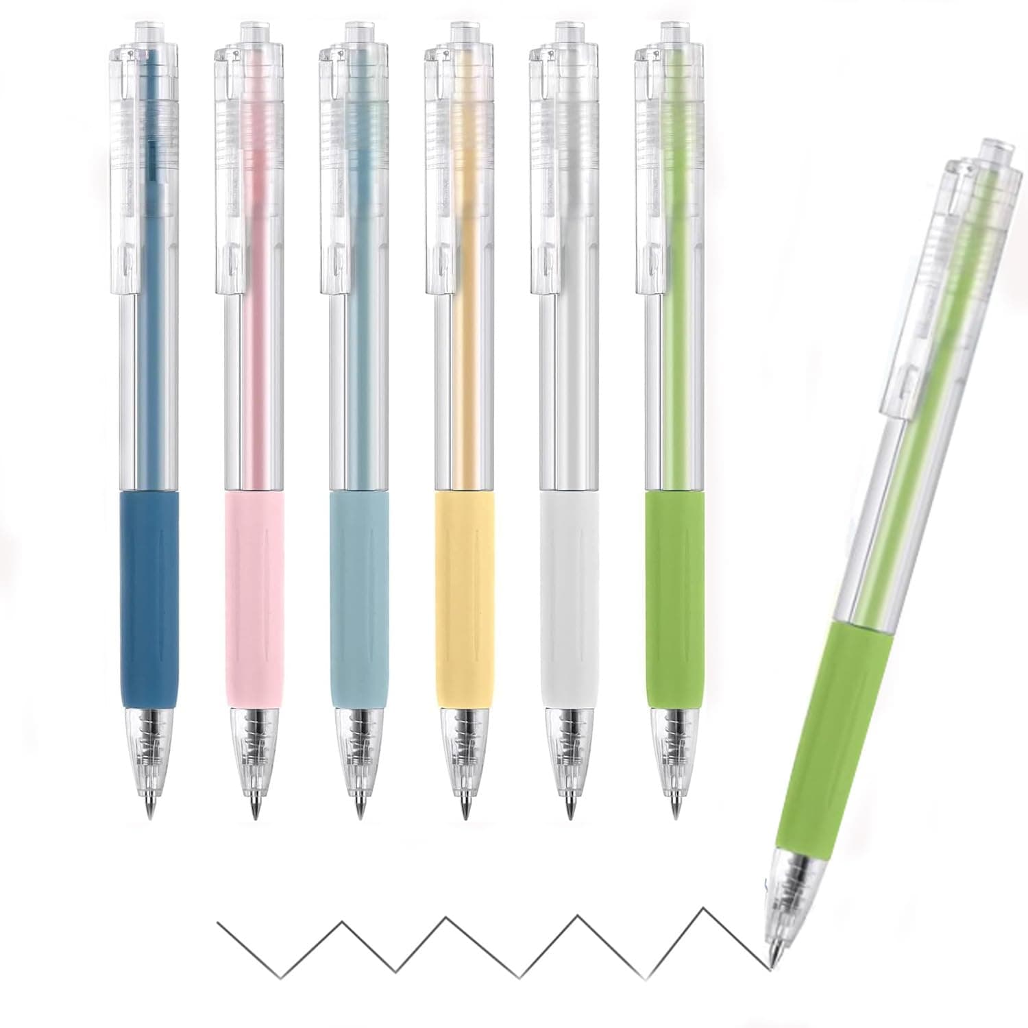 ANYUAN 0.5mm Gel Pens,6pcs Retractable Ballpoint Pens,Gel Pens With Pocket Clip,For Journaling Note Taking, Cute Office School Supplies Gifts Women Men