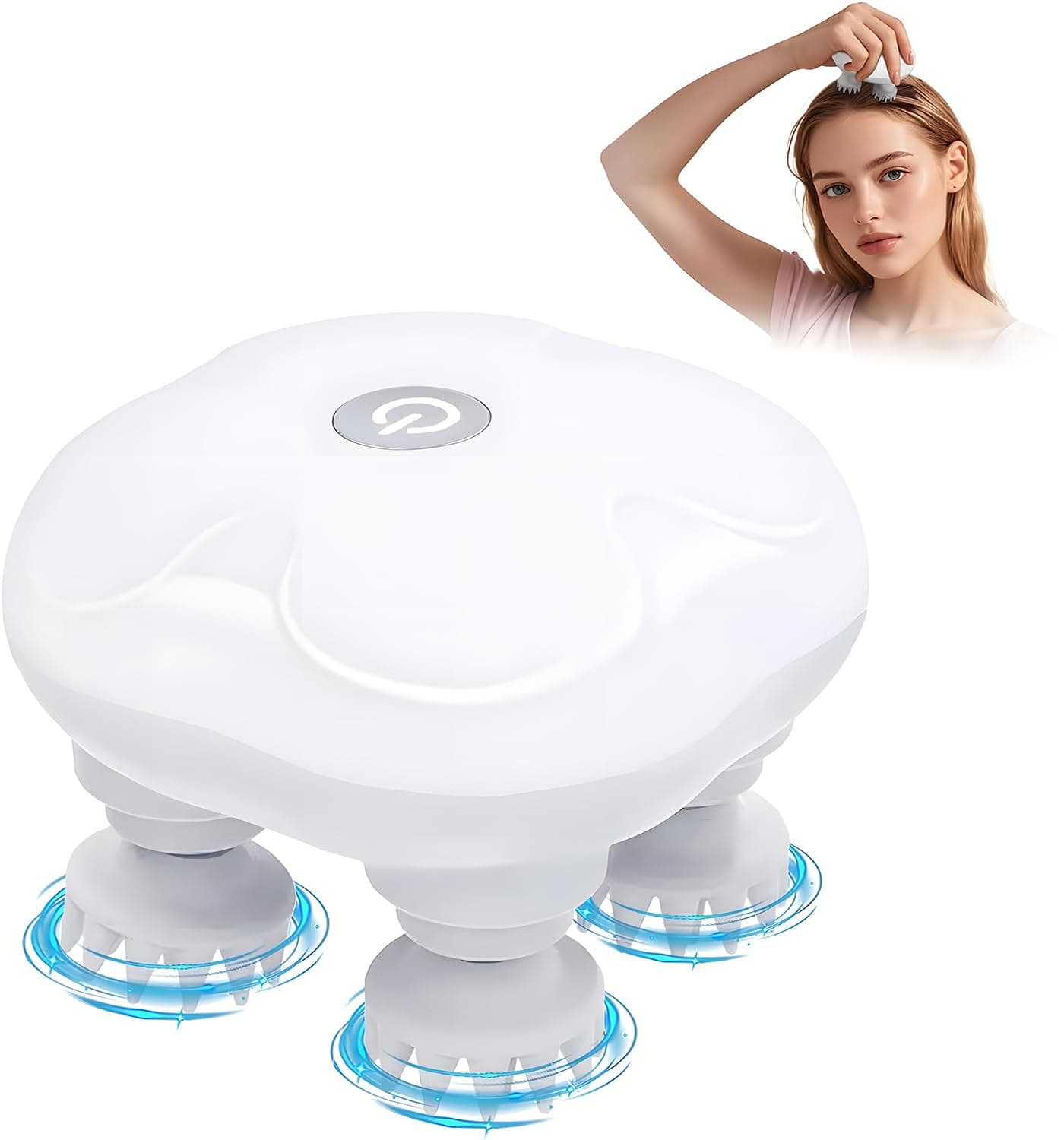 Sumkyle Electric Scalp Massager with 4 Detachable Paws for Scalp Relaxation, 3 Intensity Levels and IPX7 Waterproof Design - Rechargeable Head Massage Tool for Stress Relief