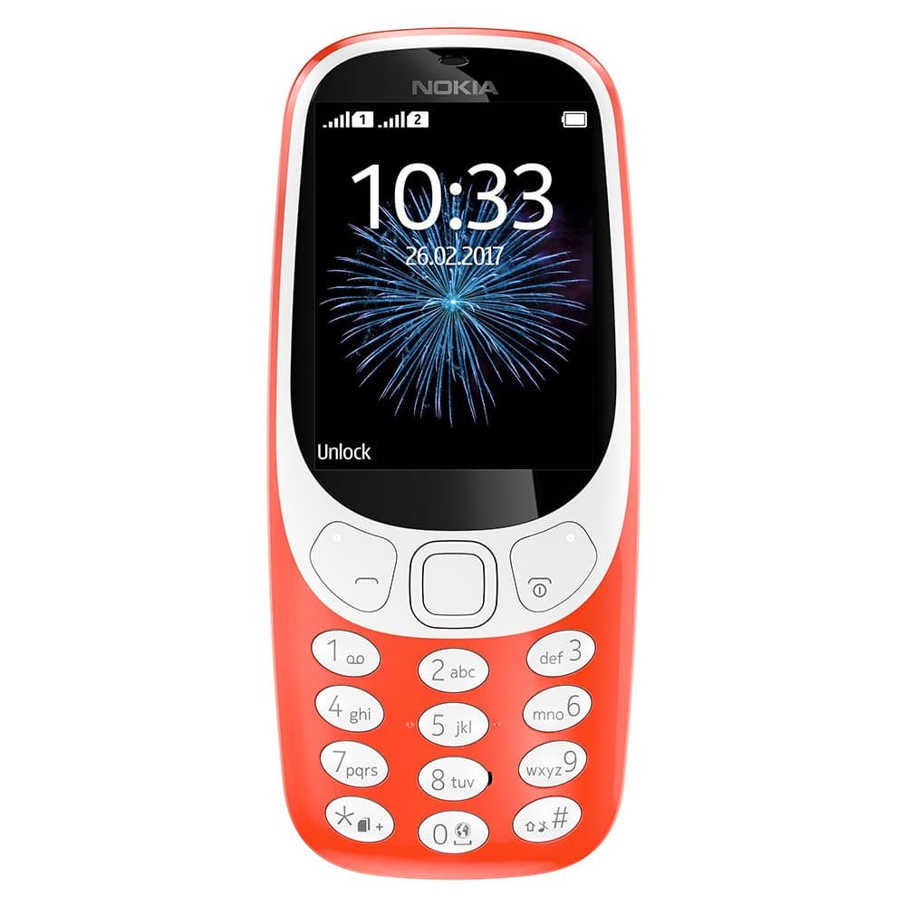 Nokia 3310 (2017) Single-SIM 64MB Storage (GSM only | No CDMA) Factory Unlocked 3G Cell-Phone (Warm Red - Glossy) - International Version