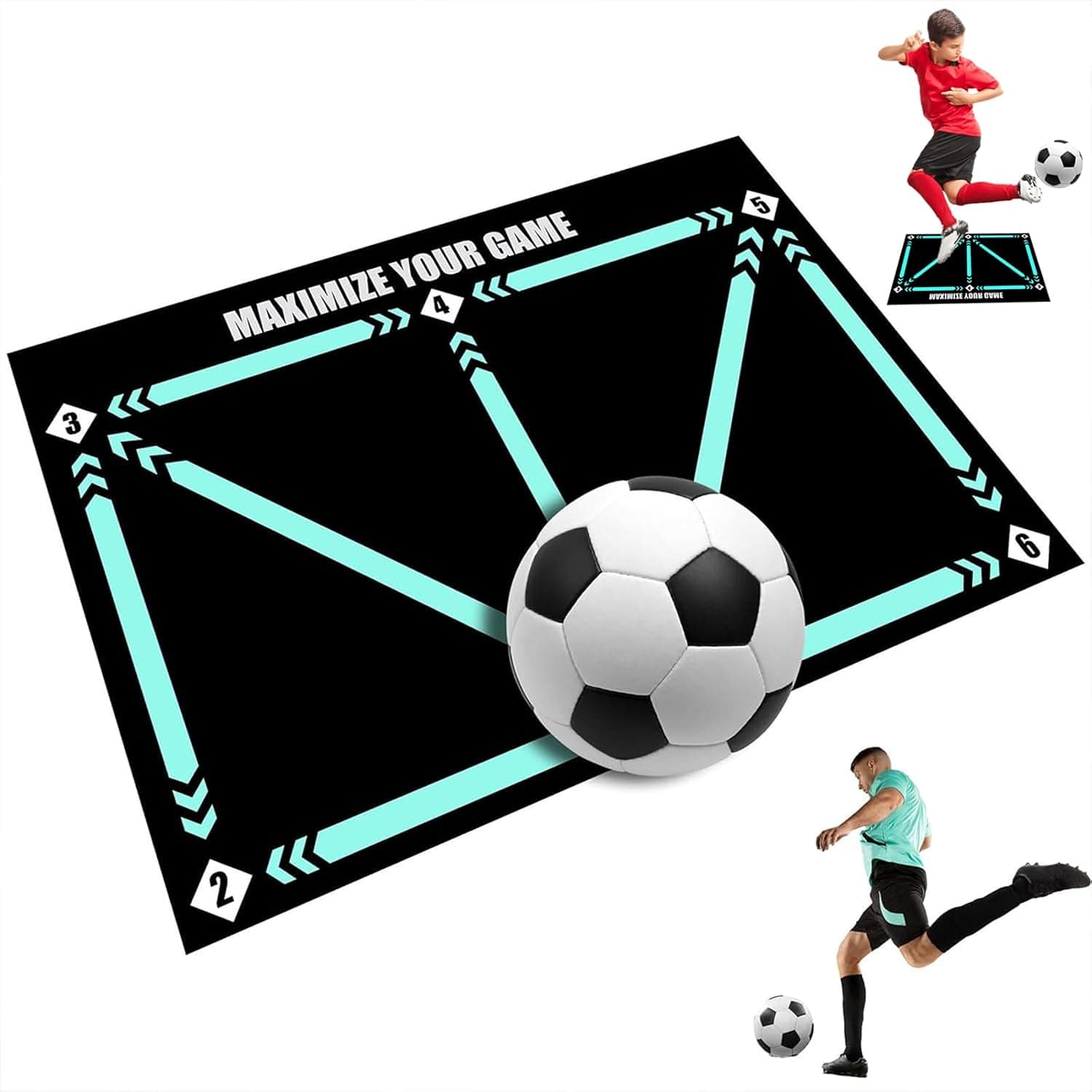 Football Footstep Training Mat,Slip Silent Soccer Training Mat,Indoor Exercise Mat,Training Pace Ball Control Pads,Regular Training System Blanket,Sports Auxiliary Props for Kids Adults Football Dribb