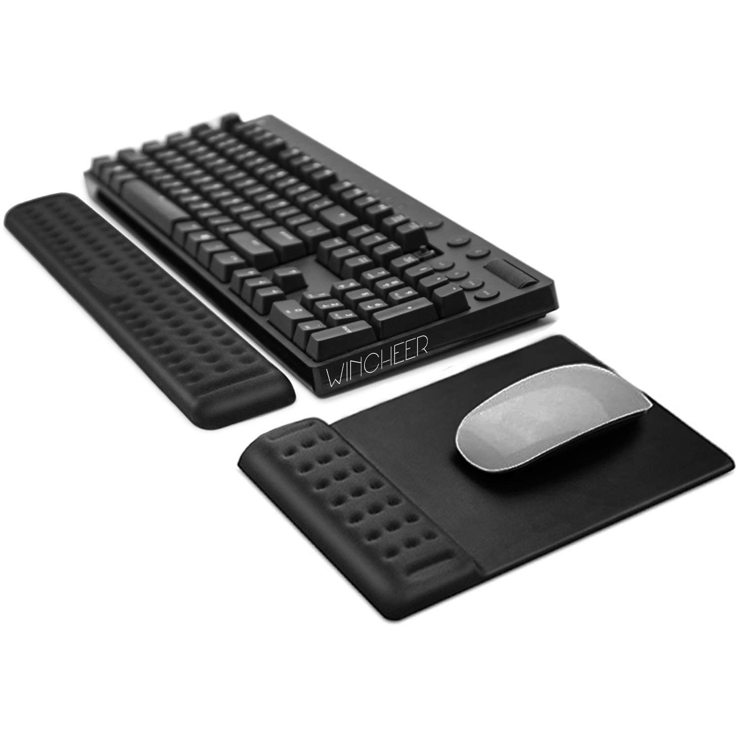 WinCheer Keyboard Wrist Rest & Mouse Pad with Wrist Support, Memory Foam Gaming Wrist Pads Sets Ergonomic Large Rest Pain Relief for Computer, Laptop, Typing, Office, Home (Large & Mouse Pad)