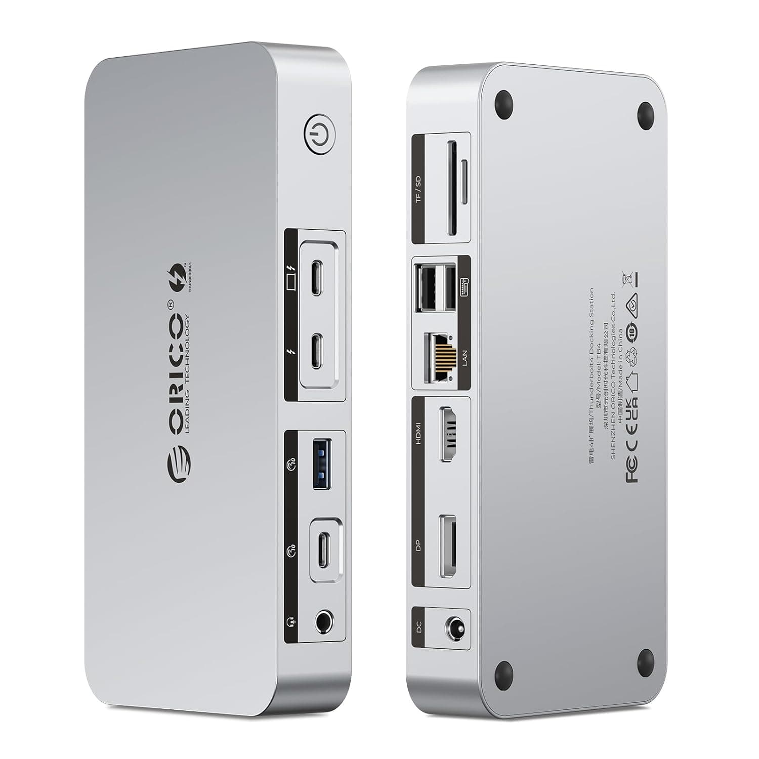 ORICO 12-in-1 Thunderbolt 4 Docking Station, Dual Monitor with 8K Single/4K Dual Display, 85W Charging, USB-C/A Ports, Gigabit Ethernet, SD/TF, Compatible with Mac Mini M4/MacBook/Windows Laptops