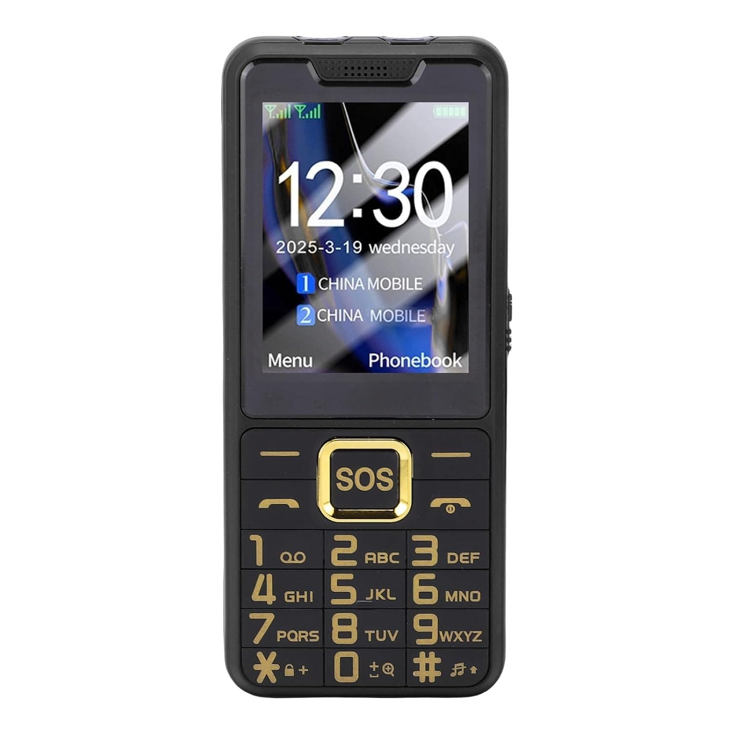 2G GSM Unlocked Phone, Dual SIM 2.4 Inch Screen Mobile Phone with SOS Key Loud Speaker 3.5mm Jack, for Emergency Calls Work Travel (Black)