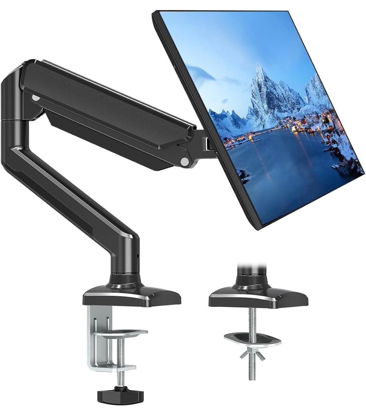Monitor Arm Mount 13-32 Inch حامل شاشة - 2026 Upgraded Gas Spring Desk Mount, Full Motion 360° Swivel, Height Adjustable VESA Mount for LCD LED Computer Screen, Ergonomic Single Arm